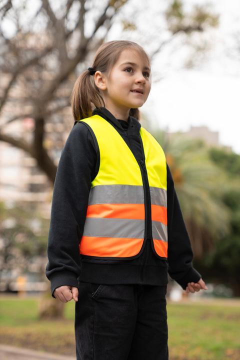 Immagine prodotto Korntex Gilet ad alta visibilità per bambini con zip "Aalborg" - giallo segnale/arancio segnale - XXS (XXS)