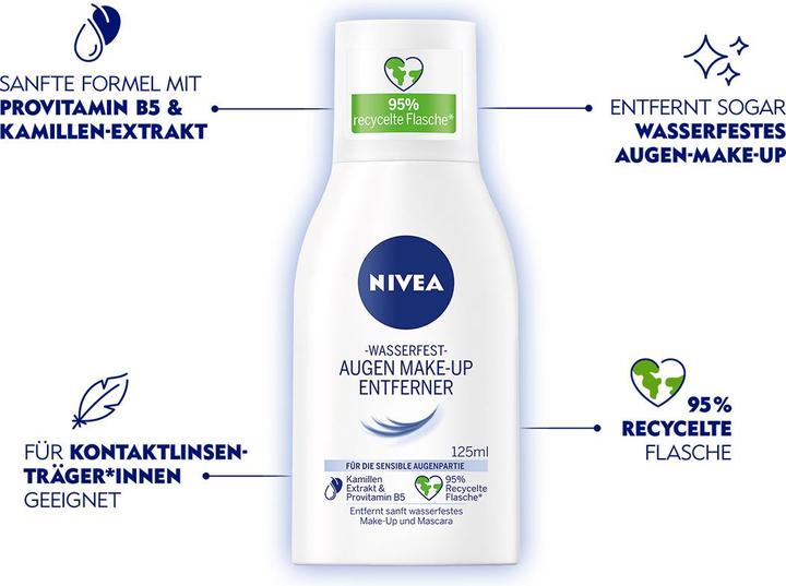 Actual product image NIVEA waterproof eye make-up remover, 125 ml (Make-up remover, 125 ml)