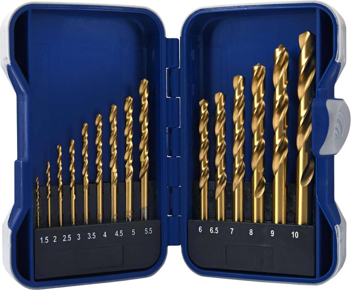 Titanium drill set 1.5-10 mm 15 pcs (1, 2, 3, 4, 5, 6, 7, 8, 9, 10 mm)