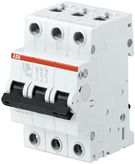 Immagine prodotto ABB S203-C100 Interruttore automatico C-Char., 6kA, 100A, 3P