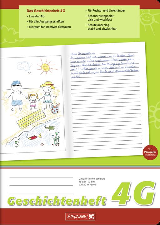 Immagine prodotto Libro di fiabe con righe 4G foderate DIN A4 senza margini, 16 fogli (A4, Righe)