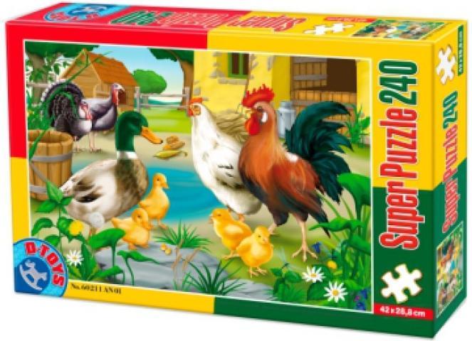 Immagine prodotto DToys Puzzle 240 pezzi Animali della fattoria: gallina, gallo, anatra, pulcini e tacchini (240 pezzi)