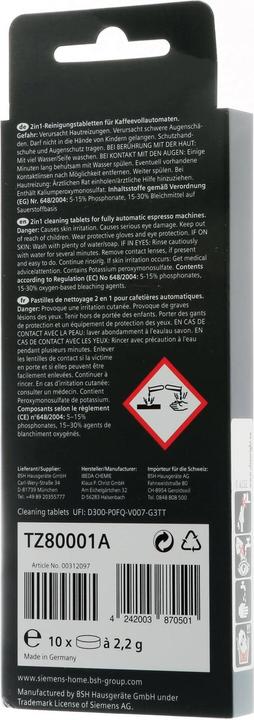 Image du produit Siemens Pastilles de nettoyage TZ80001A