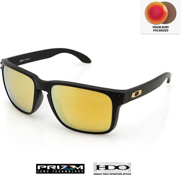 Oakley Holbrook XL Sonnenbrille Gestell Prizm Rubby Gläser Polarisiert - Schwarz