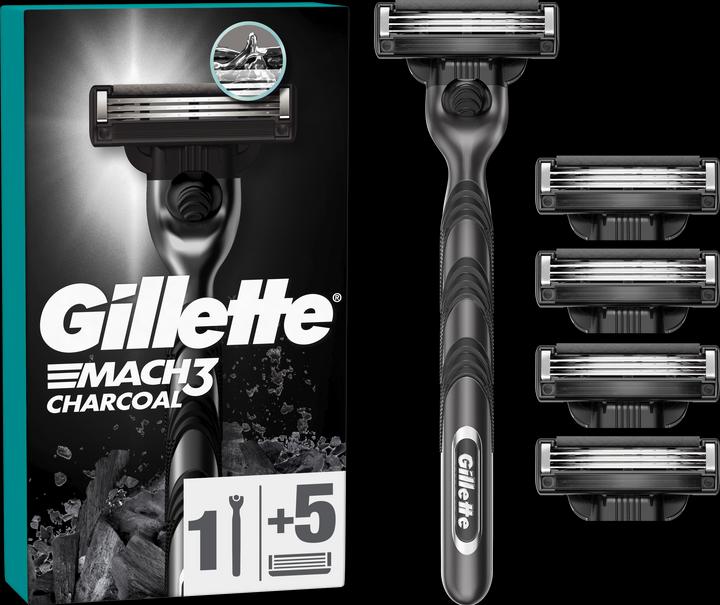 Gillette Mach3 Charcoal Herrenrasierer mit 3 Klingen (5 x)