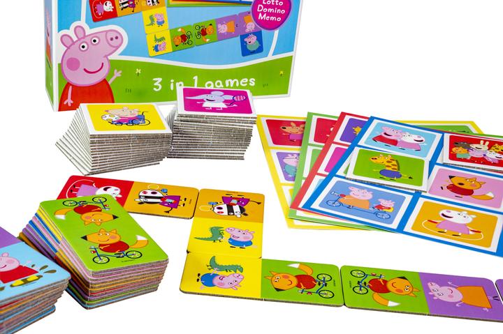 Produktbild Selecta Spielzeug Peppa Pig 3n1 Memo Lotto Domino (Deutsch, Französisch, Norwegisch, Polnisch, Finnisch, Schwedisch, Englisch)