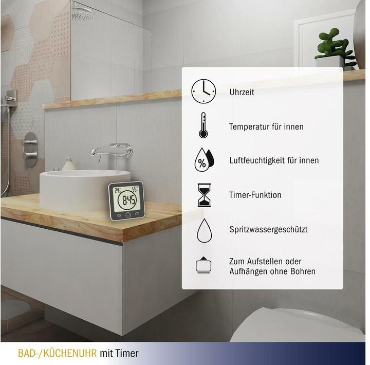 Image du produit TFA Horloge de salle de bain / cuisine avec