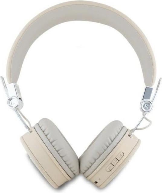 Actual product image Guess PU Grained Triangle Logo ENC Wireless Headphones Bluetooth Headset - Beige (ANC, 32 h, Wireless)