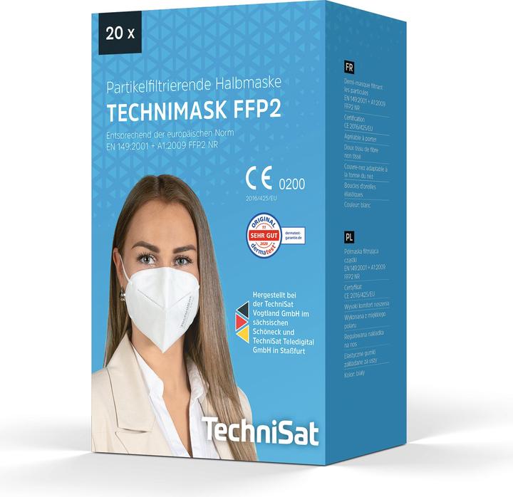 Actual product image TechniSat TECHNIMASK FFP2 mask (mouth and nose covering, 5-layer disposable mask made of high-quality (20 x)