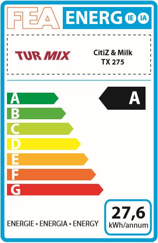 Energie-Label Turmix TX 275 Citiz & Milk (NESPRESSO Original)