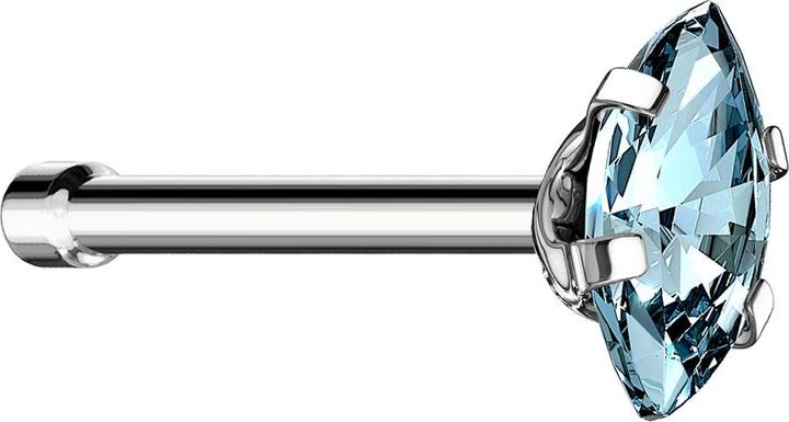 Produktbild Star Piercing Nasenstecker gerade silber Oval Kristall aqua gefasst (ohne Messing, Chirurgenstahl 316L)