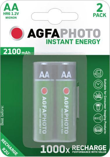Image du produit AGFAPHOTO 1x2 Batterie NiMh Mignon AA 2100 mAh Direct Energy (2 pcs, AA, 2100 mAh)