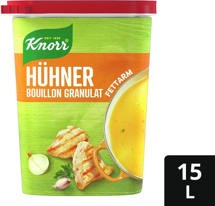 Produktbild Knorr Hühner Bouillon Granulat fettarm, leichte Hühnersuppen mit Hühnerbouillon fettfrei & Kräutern