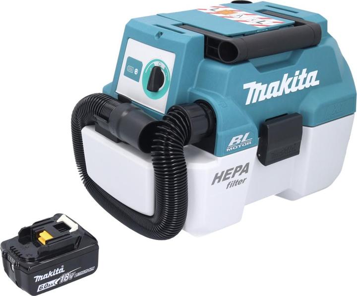 Produktbild Makita DVC 750 LG1 Akku Staubsauger LXT 18 V 67 mbar 7,5 l Brushless + 1x Akku 6,0 Ah - ohne (Nass-Trockensauger)