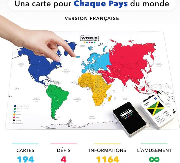 Image du produit The World Game Le jeu de cartes géographiques ultime avec carte du monde - Version française (Français)