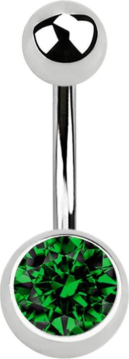 Actual product image Star Piercing Banana silver with ball and ball crystal green (without brass, Surgical steel 316L)