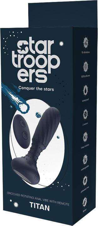 Actual product image Dreamtoys Dream Toys Startroopers Titan Vibrating Vibe With Remote Anal Plug Blue 14,2 cm