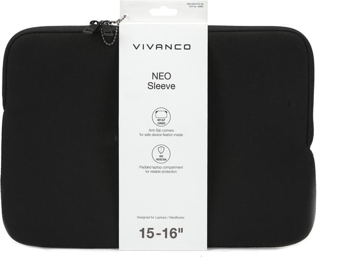 Actual product image Vivanco NEO Notebook Sleeve for 15-16" devices, black neoprene (16")