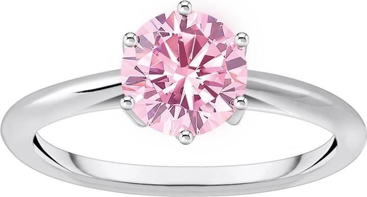 Thomas Sabo Ring mit pinkfarbenem Stein im Brillantschliff (50, 925 Silber)