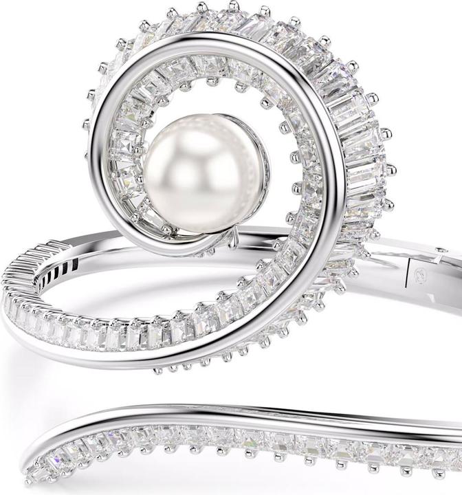 Produktbild Swarovski x Ariana Grande Armreif Kristallperle Baguette Schliff Weiss Rhodiniert (5.50 cm, Swarovski Metall)