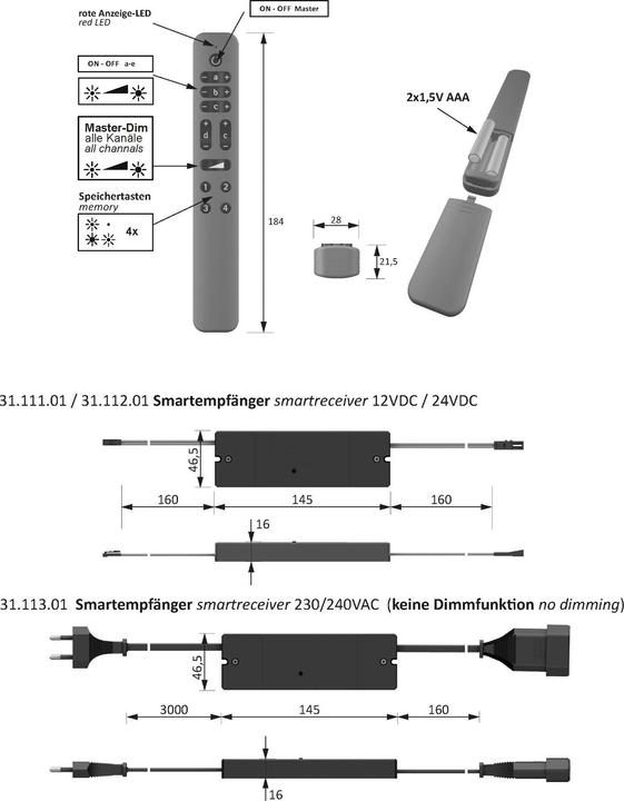 Immagine prodotto Halemeier Interruttore/dimmer radio a 5 canali S-Mitter Smart Set