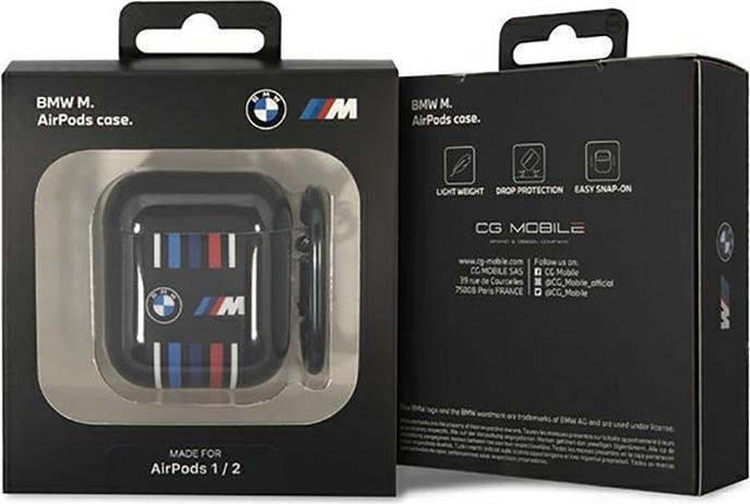 Actual product image BMW BMA222SWTK AirPods 1/2 cover czarny/black Multiple Colored Lines (Headphone bag)