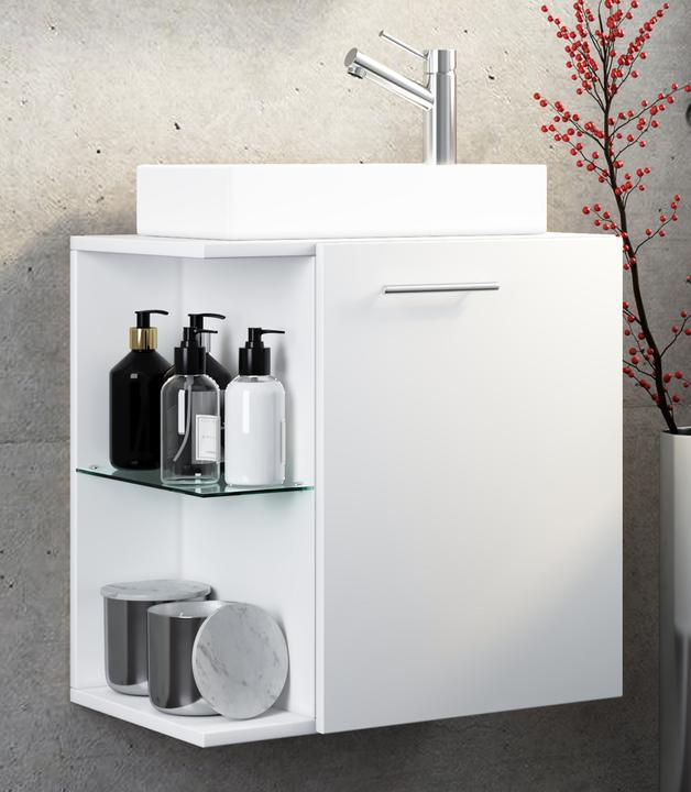 Produktbild VCM 2-tlg Badmöbel Set Gäste WC Gästebad Waschplatz Waschtisch klein schmal Hausa