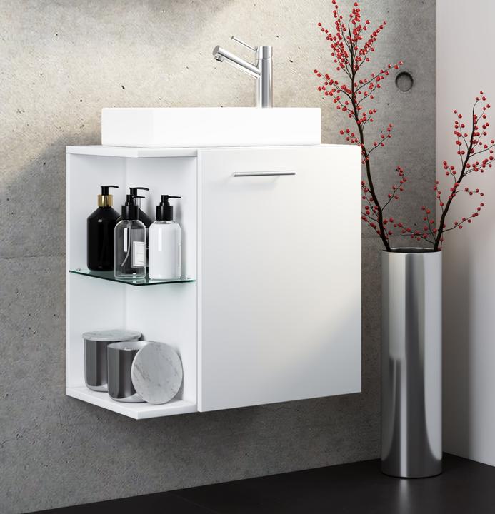 Produktbild VCM 2-tlg Badmöbel Set Gäste WC Gästebad Waschplatz Waschtisch klein schmal Hausa