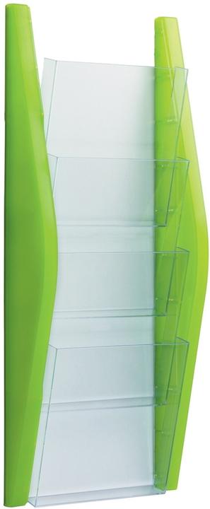 Image du produit Helit Porte-brochures mural, DIN A5 vertical, 4 compartiments, citron vert parties latérales en PP (A5)