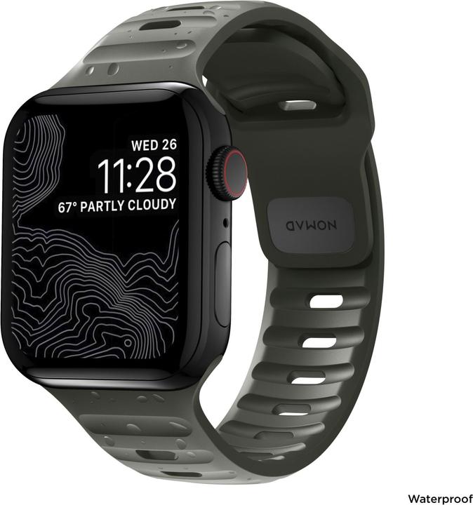 Produktbild Nomad Sport Strap V2 (42 mm, 44 mm, 45 mm, Gummi, Apple Watch Series 1, Apple Watch Series 2, Apple Watch Series 3, Apple Watch Series 4, Apple Watch Series 5, Apple Watch Series 6, Apple Watch Series 7, Apple Watch Series 8, Apple Watch Series 9, Apple Watch SE)