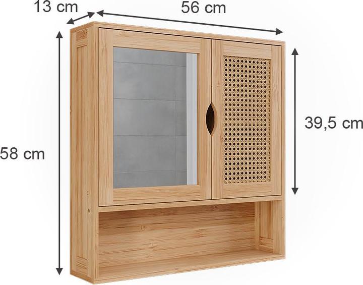 Image du produit Vichy Badspiegelschrank Liora, Bambus/Rattan, 56 x 58 cm mit Spiegel