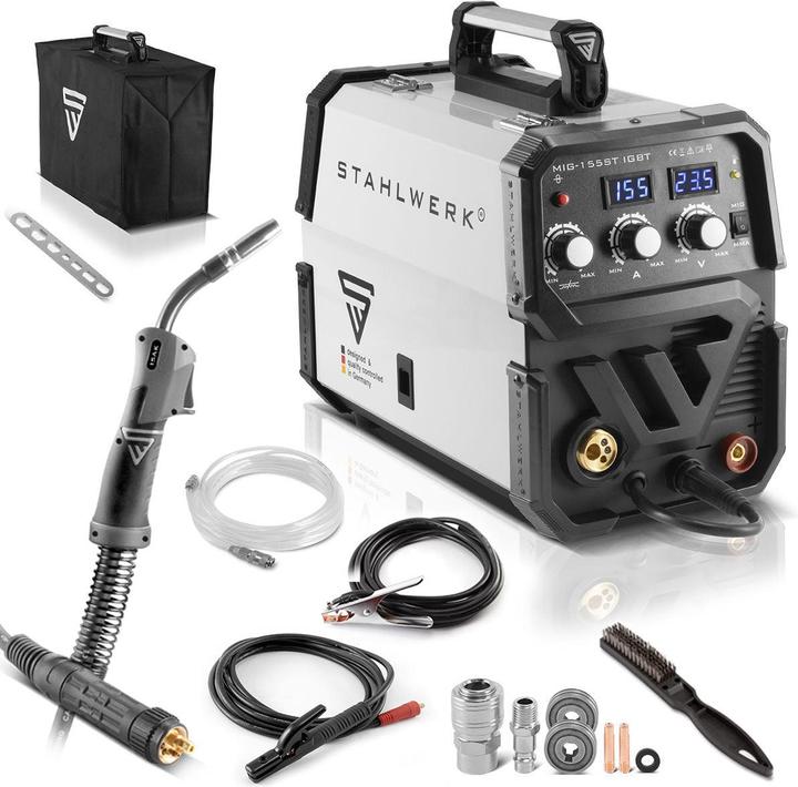 Produktbild Stahlwerk Schutzgas Schweissgerät MIG 155 ST IGBT mit 155 Ampere mit MMA E-Hand