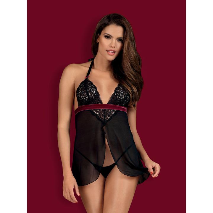 Produktbild Obsessive Rossita Babydoll mit sexy Tanga Schwarz (S, M, S/M)