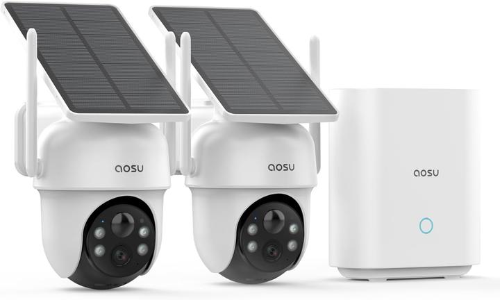 Immagine prodotto Aosu Solar Überwachungskamera-Set mit HomeBase, Farb-Nachtsicht, 360° Schwenk, 2 Stk.