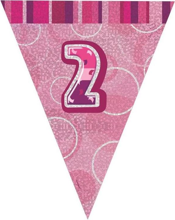 Produktbild Unique Party Glitzer Fahnen Folie 2 Geburtstag