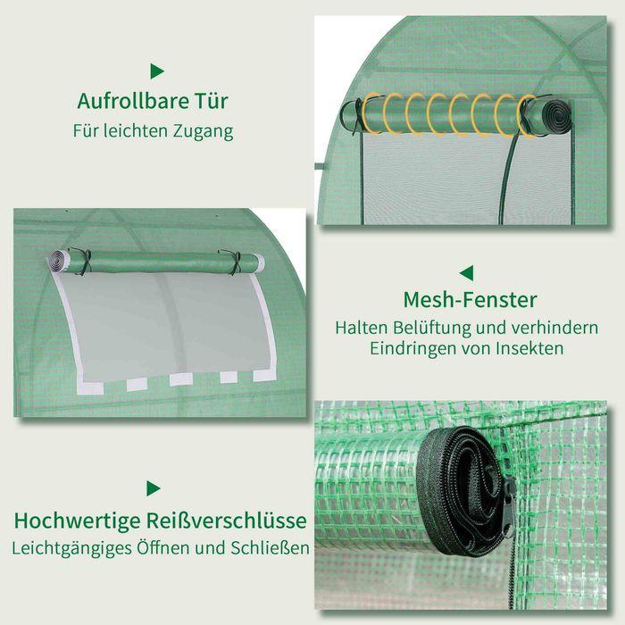 Produktbild Swisshandel24 Foliengewächshaus 180x180x200 cm, mit Seitenfenster, PE-Gitterfolie, Grün