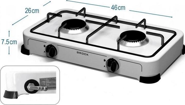 Immagine prodotto Brock Electronics BROCK GS 002 W Cucina a gas a doppio bruciatore G30 G31 Bianco