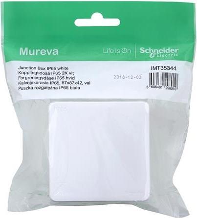 Image du produit Schneider Electric Boîte de dérivation Mureva IP65 blanc RAL9003 Dimensions=87x87x42 - Dans sac pour DIY