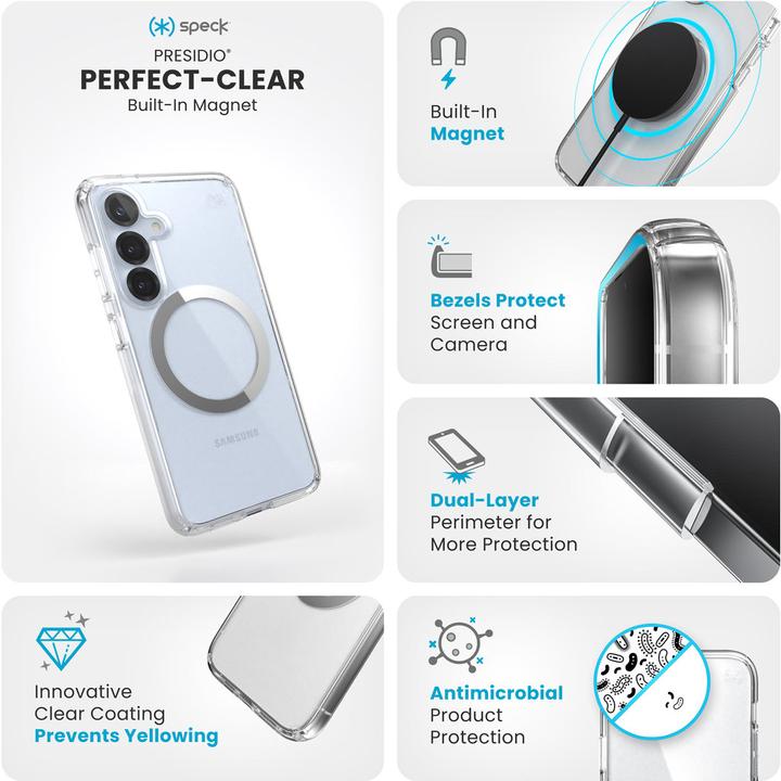 Actual product image speck Presidio2 Clear + Magnet Samsung Galaxy S25/S24 - with Microban (Samsung Galaxy S25)