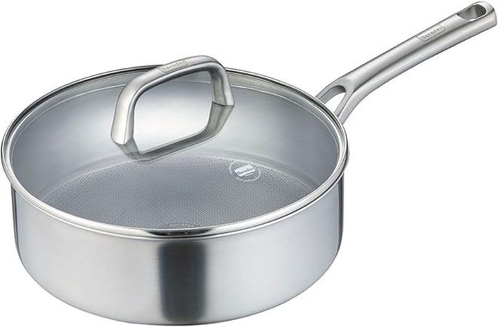 Berndes Braising pan with glass lid (28 cm, Casserole + Stewpot, Stainless steel)