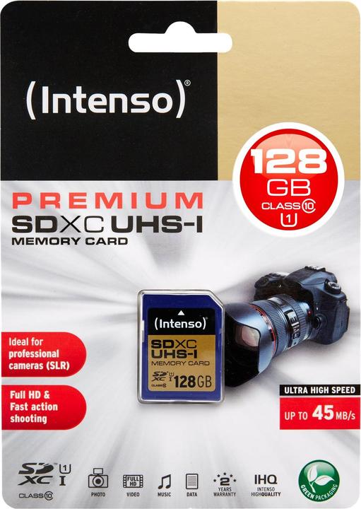 Actual product image Intenso SDXC card (128 GB, SDXC, U1, UHS-I)