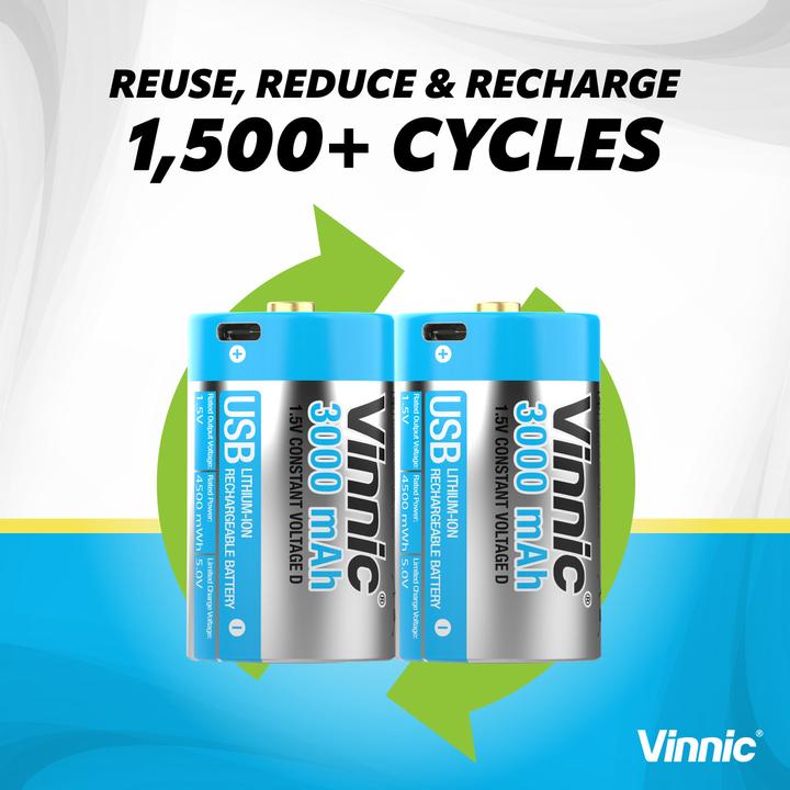 Actual product image Vinnic USB Rech. Batterie (2 pcs., 3000 mAh)