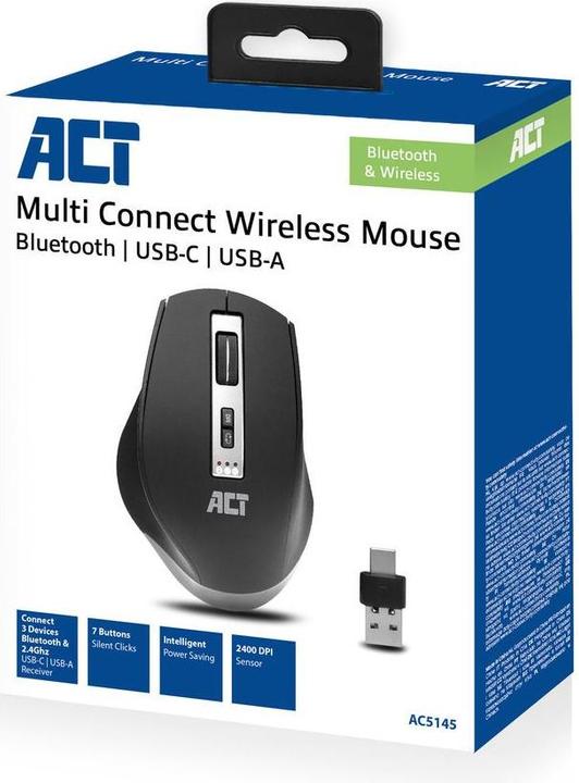 Image du produit Souris sans fil multi-connexion 600 till 2400 dpi, noire (Sans fil)