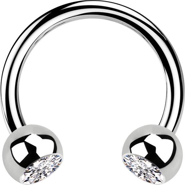 Immagine prodotto Star Piercing Micro Circular Barbell argento con due sfere di cristallo argento (senza ottone, Acciaio chirurgico 316L)