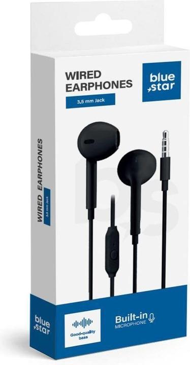 Actual product image BlueStar Wired headphones Blue Star BLUE STAR wire earphones Jack 3,5 mm with microphone PA-E65 1,2 m black (Cable)