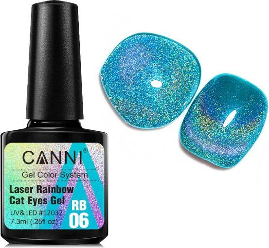 Immagine prodotto Canni Vernice gel Laser Occhi di gatto arcobaleno RB06 (Blu turchese, Smalto per unghie effetto gel)