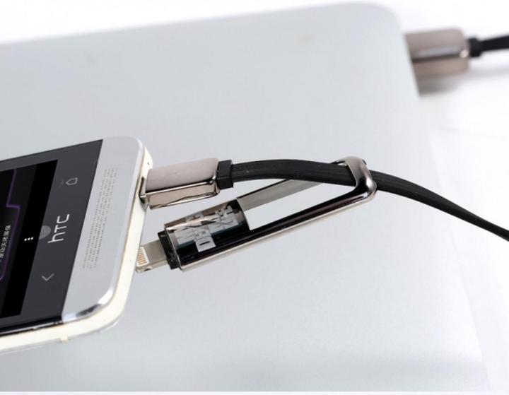 Produktbild Remax Transformers 2-in-1 Lightning MicroUSB zu USB-A Ladekabel