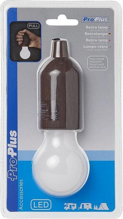 Produktbild ProPlus Retrolampe Holzmotiv mit Kordel 90cm