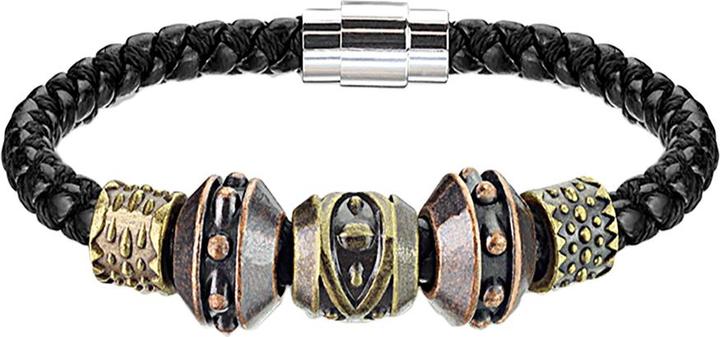 Image du produit Star Piercing Bracelet en cuir noir avec perles tribales (Cuir, sans laiton)