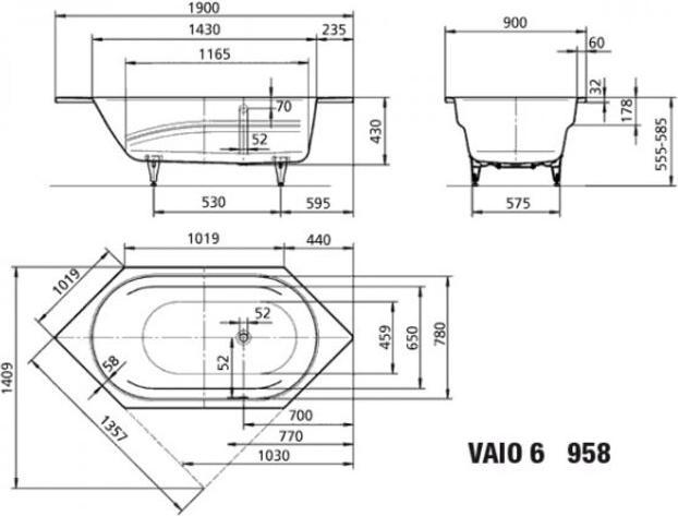 Produktbild Kaldewei Vaio 6 958 190x90cm (191 cm, 91 cm)
